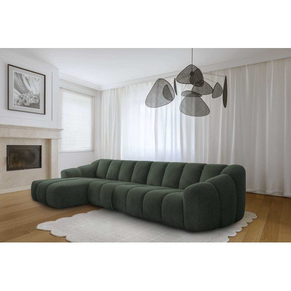 Divano angolare verde scuro (con penisola a sinistra/con chaise lounge) Shell – Miuform-image-1