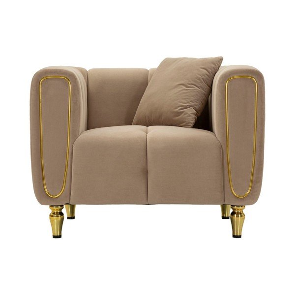 Poltrona grigio tortora con poggioli/con gambe con rivestimento in velluto Alma – Mauro Ferretti-image-2