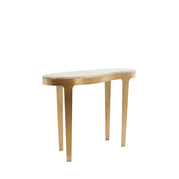 Tavolo consolle color bronzo/grigio tortora con piano in marmo 40x110 cm Giulio – Light & Living-image-3