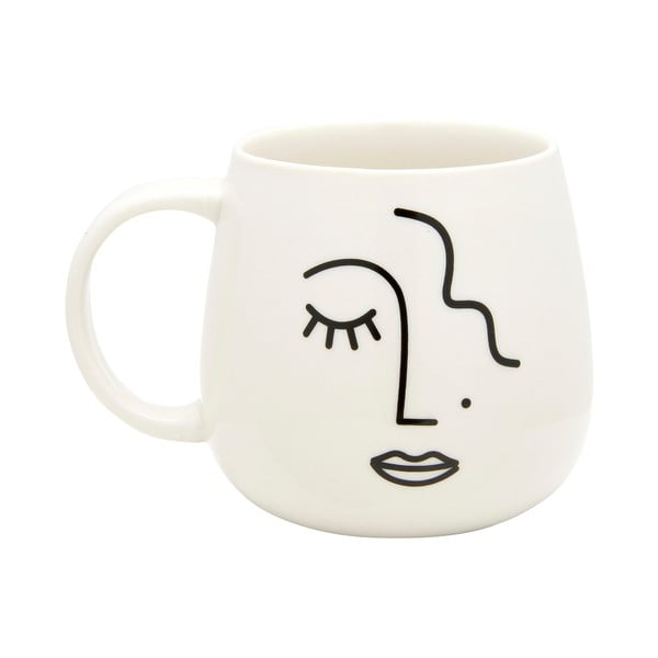 Tazza in porcellana bianca, 400 ml Abstract Face - Sass & Belle