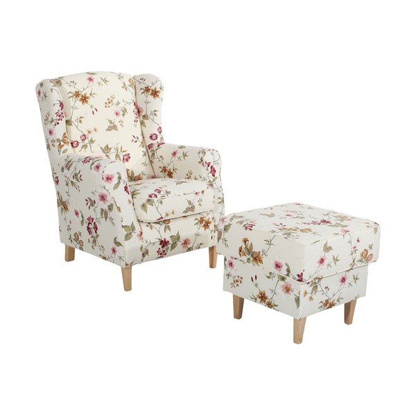 Pouf a fiori bianco crema Lorris - Max Winzer-image-2