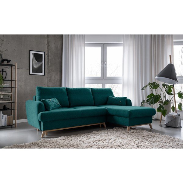 Divano angolare turchese allungabile/con contenitore (con penisola a destra/con chaise lounge) Scandic Lagom – Miuform-image-3