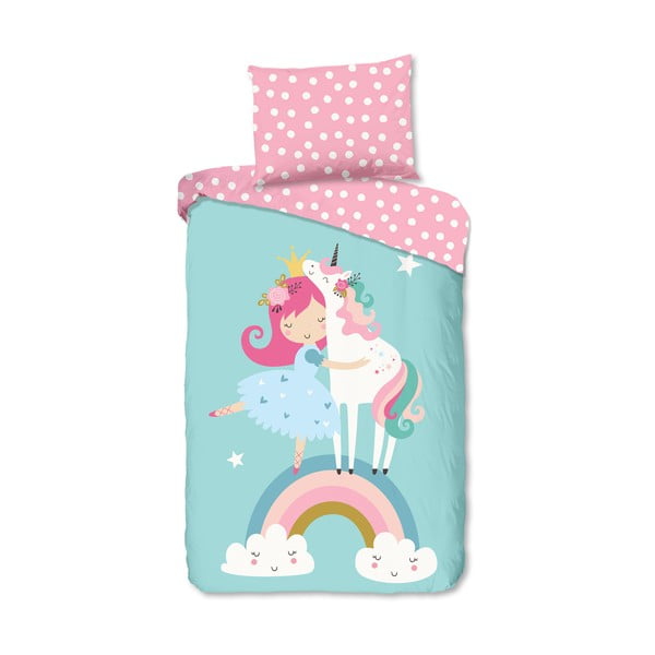 Set copripiumino e federa da bambini blu/rosa in cotone per letto singolo 140x200 cm Heaven – Good Morning