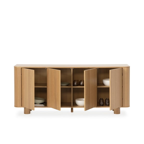 Cassettiera di colore naturale con effetto rovere 180x75x40 cm Padoc – MOME-image-2