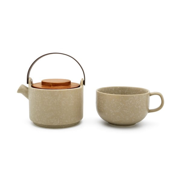 Set da tè in gres beige Umea - Bredemeijer-image-2