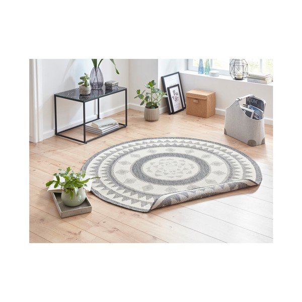 Tappeto da esterno grigio e crema , ⌀ 140 cm Jamaica - NORTHRUGS-image-2