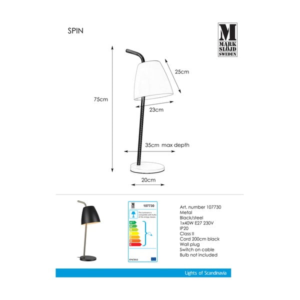 Lampada da tavolo nera Tavolo nero Spin - Markslöjd-image-2