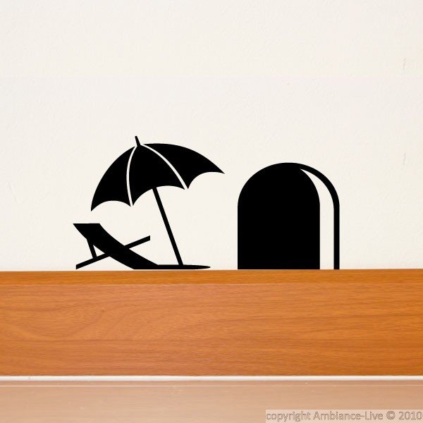 Samolepka Mouse Hole with Umbrella, 15x8 cm-image-1