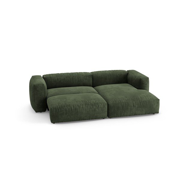 Divano angolare componibile verde allungabile (con penisola a destra/con chaise lounge) con rivestimento in velluto – Micadoni -image-4