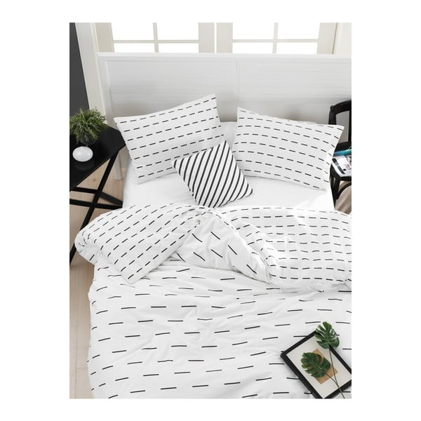 Lenzuolo matrimoniale con biancheria da letto in cotone ranforce Bianco, 160 x 220 cm Cubuk - Mijolnir