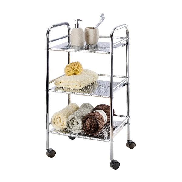 Scaffale mobile in metallo argento 41x75 cm - Wenko-image-2