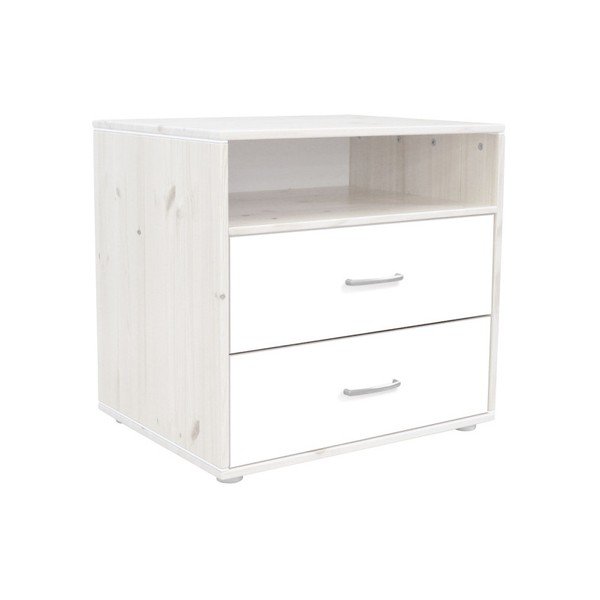 Cassettiera per bambini bianca con 2 cassetti in legno di pino laccato Classic - Flexa