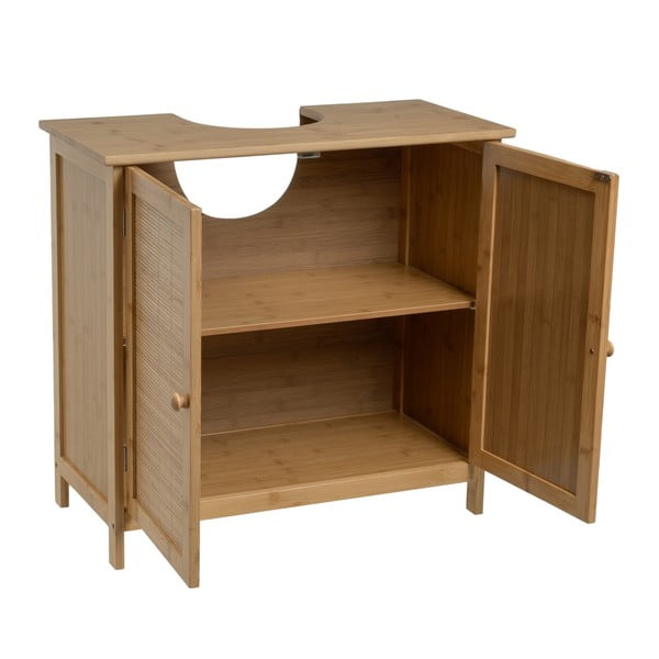 Mobile in bambù sotto il lavabo in colore naturale 63x60 cm - Casa Selección-image-2