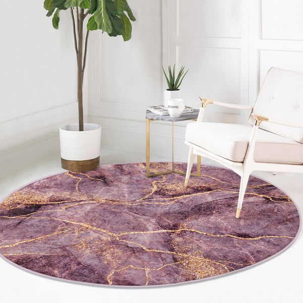 Tappeto rotondo lavabile rosa adatto ai robot aspirapolvere ø 80 cm Comfort - Mila Home-image-2