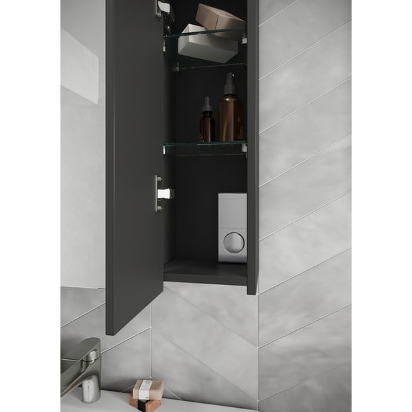 Mobile bagno antracite con specchio e illuminazione 76x74 cm Modesto - Germania-image-3