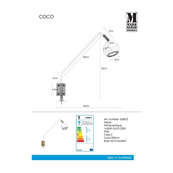 Lampada da parete bianca Coco - Markslöjd-image-2