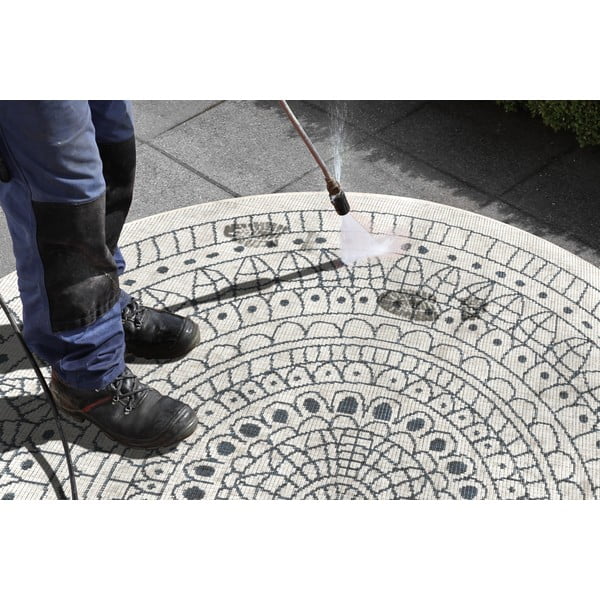 Tappeto da esterno grigio e crema , ø 200 cm Porto - NORTHRUGS-image-4