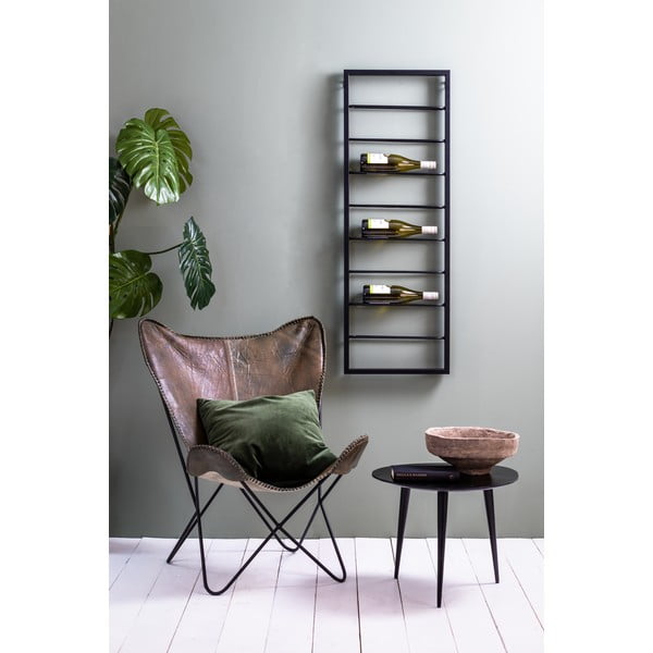 Portabottiglie in metallo nero da parete 42x120x6 cm Macaben - Light & Living-image-2