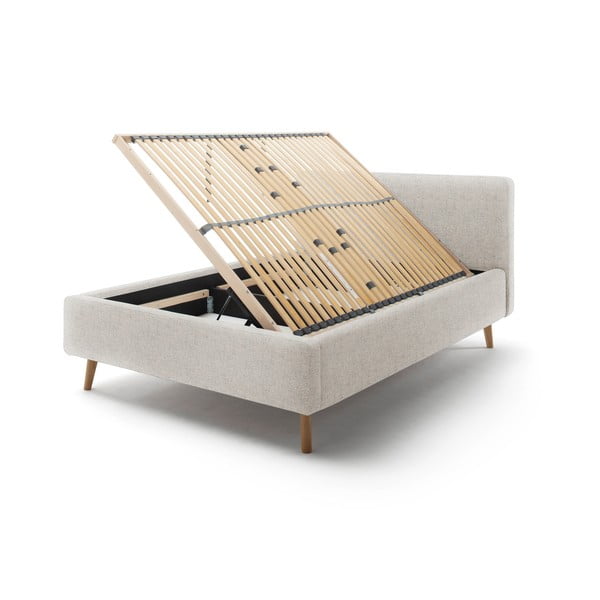 Letto matrimoniale imbottito beige con contenitore con rete inclusa 140x200 cm Mattis – Meise Möbel-image-2