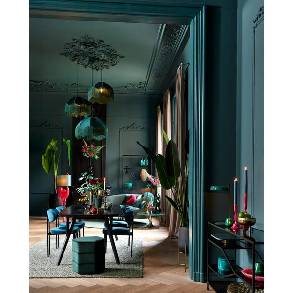 Lampadario in colore petrolio con paralume in tessuto ø 60 cm Malacia - Light & Living-image-1