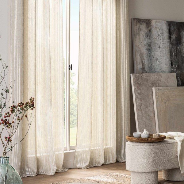 Tenda color crema 140x260 cm Zaho – douceur d'intérieur-image-1