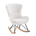Sedia a dondolo bianca in tessuto bouclé ROCKY - Vipack