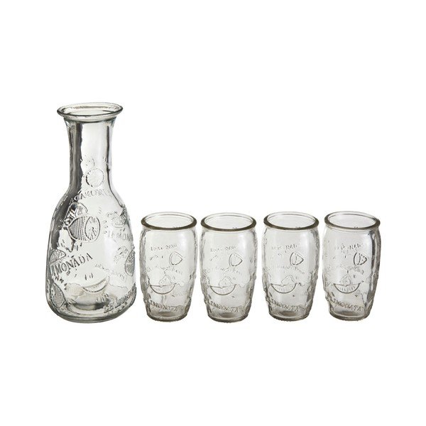 Set di decanter e 4 bicchieri in rilievo - Premier Housewares-image-3