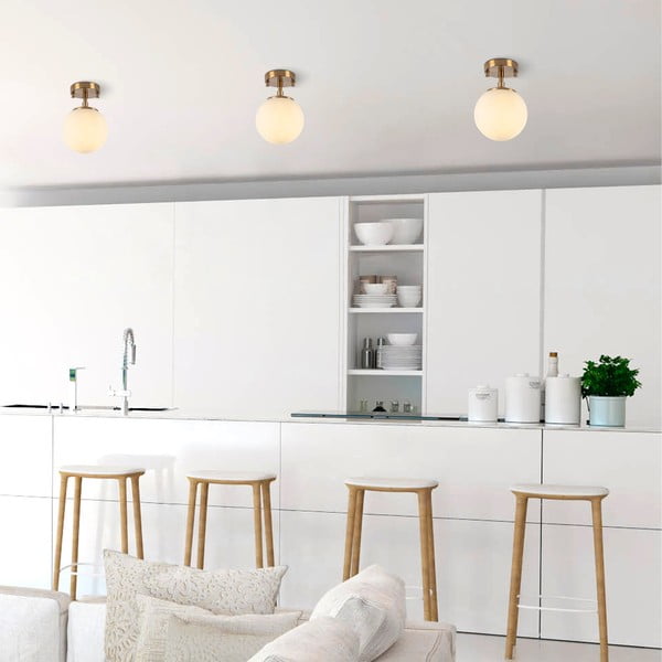 Plafoniera bianca/color ottone con paralume in vetro ø 15 cm Atmaca – Opviq lights-image-3