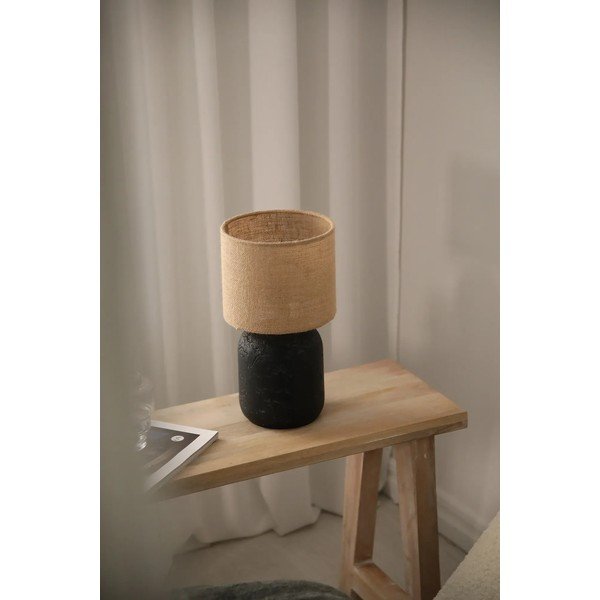 Lampada da tavolo con paralume in juta di colore nero e naturale (altezza 32,5 cm) Montagna - Markslöjd-image-2