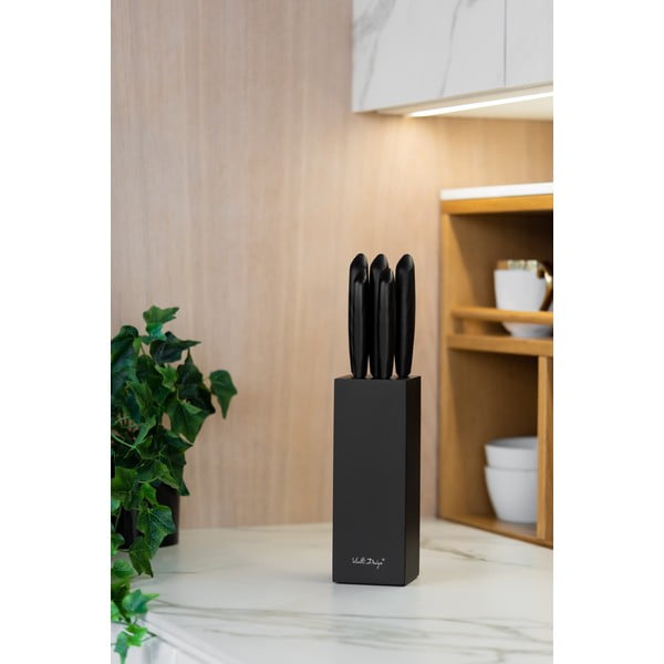 Set di 5 coltelli con supporto nero Caro - Vialli Design-image-1