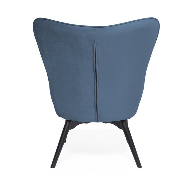 Poltrona e poggiapiedi blu con poggiapiedi nero Cora Velvet - Vivonita-image-3