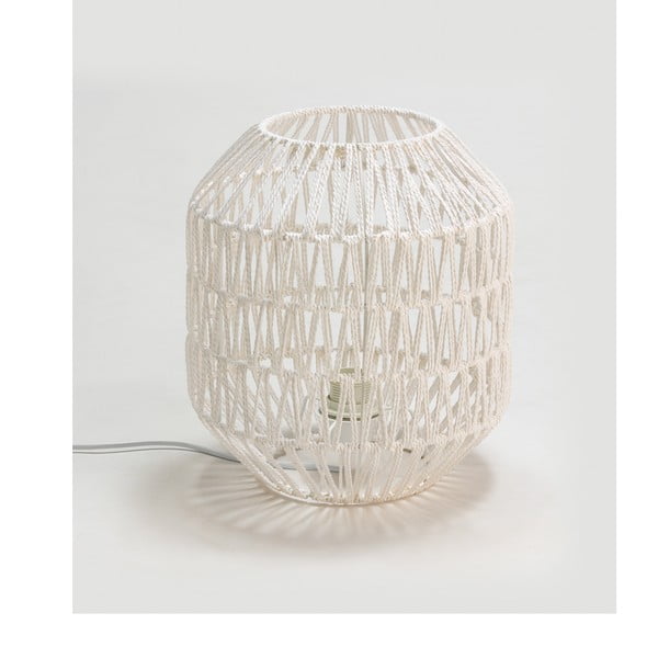 Lampada da tavolo bianca con paralume in tessuto, altezza 32 cm Yaka - Tierra Bella