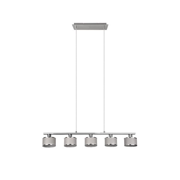Lampada a sospensione in beige e argento con paralume in tessuto Kaprun - Trio-image-4