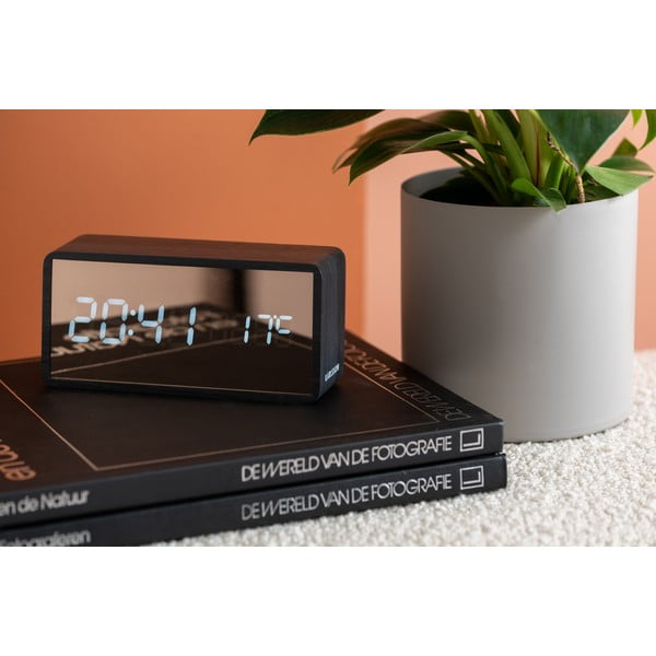 Sveglia a LED in rame e legno scuro a specchio - Karlsson-image-1