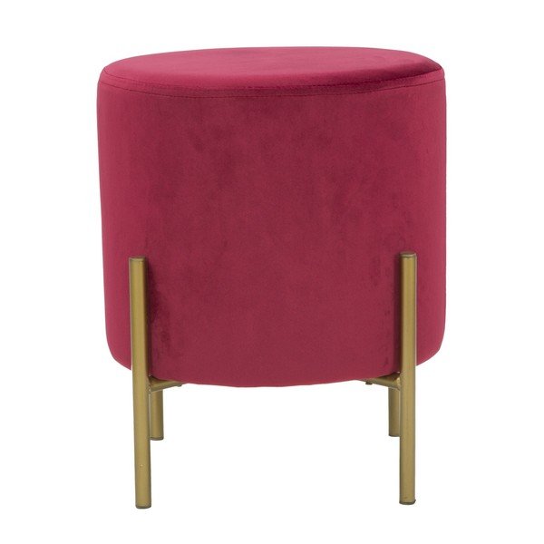 Pouf rosso vino con gambe in ferro color oro Rotondo - Mauro Ferretti-image-2