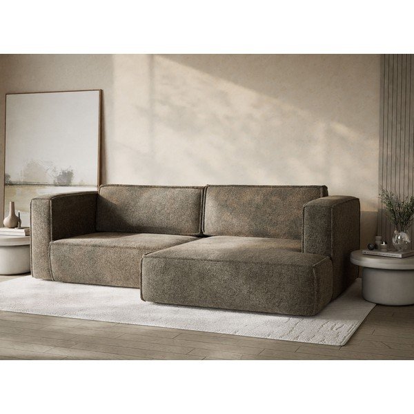 Divano angolare marrone allungabile/con contenitore (con penisola a destra/con chaise lounge) con rivestimento in ciniglia Velto – Maison de Rêve-image-4