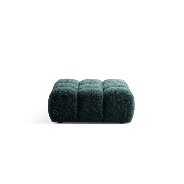 Poggiapiedi color petrolio con rivestimento in bouclé – Micadoni 
