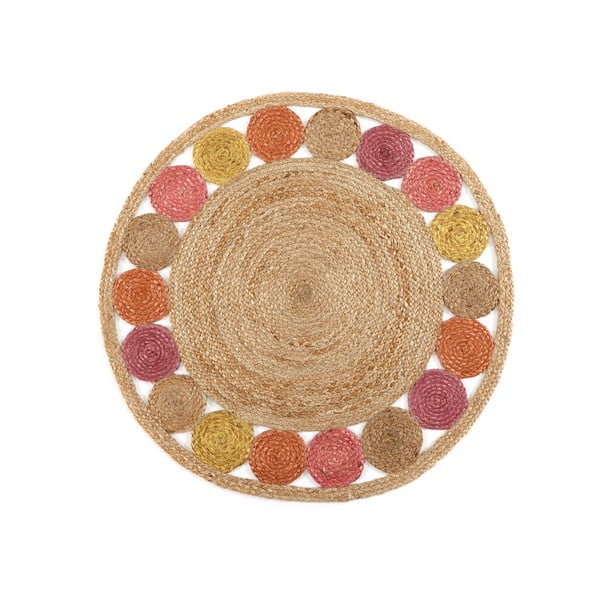 Tappeto rotondo di colore naturale in iuta reversibile ø 90 cm Yute – Really Nice Things-image-1