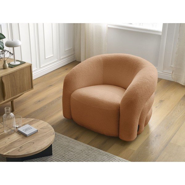 Poltrona arancione girevole con rivestimento in bouclé Elina – Bobochic Paris-image-1