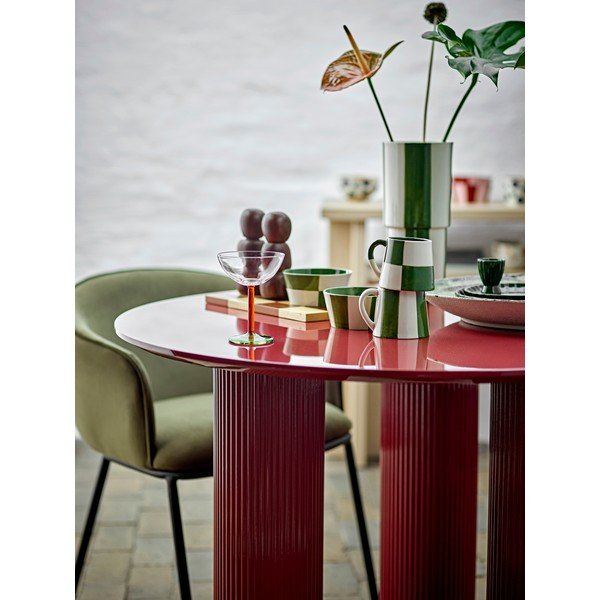Sedia da pranzo color kaki in velluto con braccioli Cortone – Bloomingville-image-1