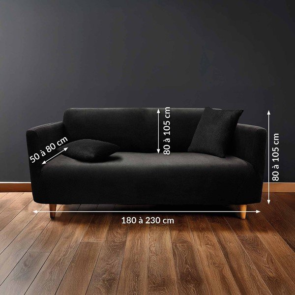 Copridivano nero con rivestimento elastico per divano a 3 posti Sacha – douceur d'intérieur-image-2