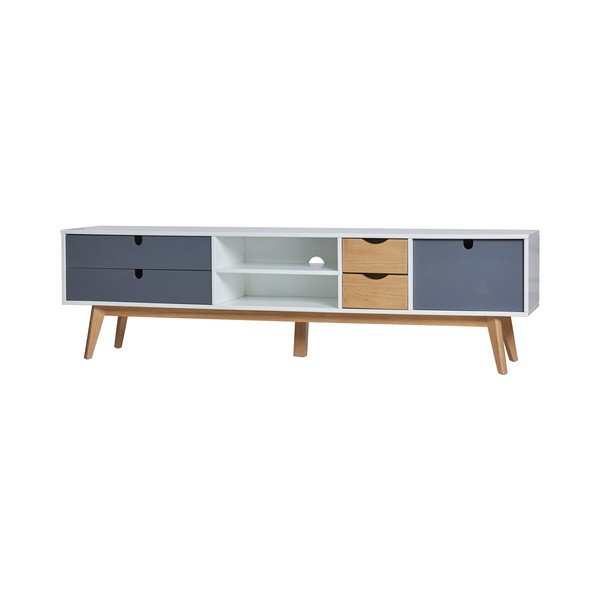 Tavolo TV con dettagli grigi , 180 x 37 cm Mila - Marckeric