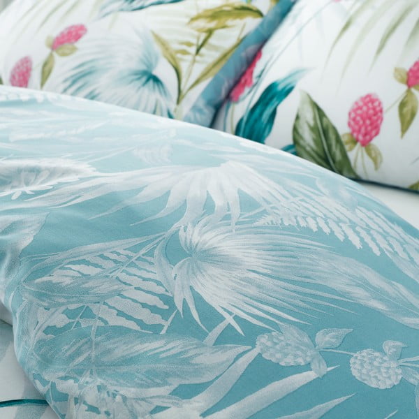 Set copripiumino e federa verde e blu per letto matrimoniale 200x200 cm Aruba Tropical Floral – Catherine Lansfield-image-4