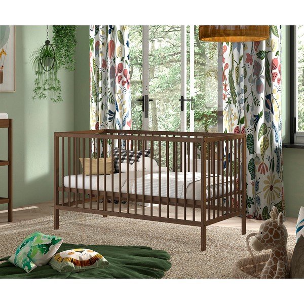 Lettino marrone in faggio massiccio con sponde rimovibili/con altezza regolabile 70x140 cm Dino – Vipack-image-1