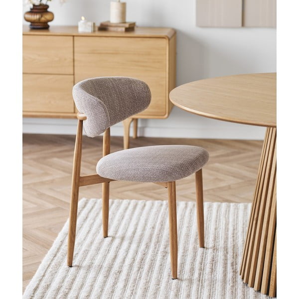 Sedia da pranzo beige/di colore naturale in imbottito Levanto – House Nordic-image-1