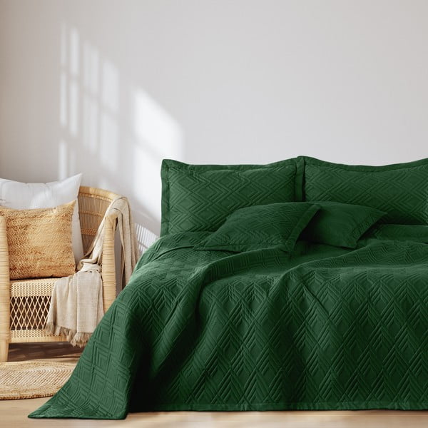 Copriletto verde scuro in microfibra con rivestimento trapuntato 170x210 cm Ophelia – Restilo-image-3