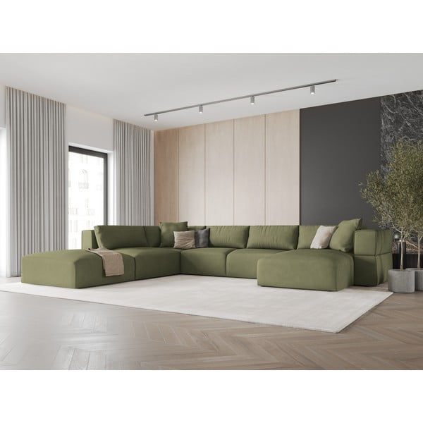 Divano a U angolare verde chiaro, angolo sinistro Esther - Milo Casa-image-1