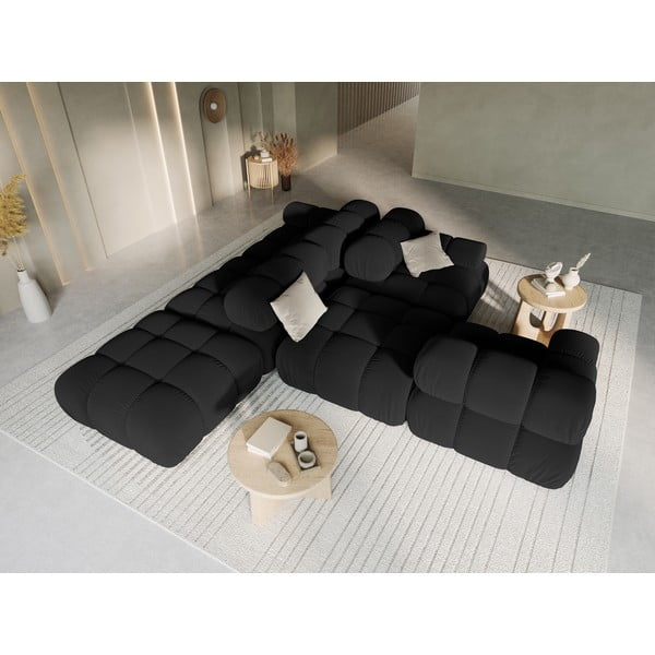Divano in velluto nero 282 cm Bellis - Micadoni Home-image-1