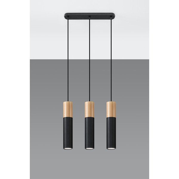 Lampada a sospensione nera, lunghezza 40 cm Paul - Sollux-image-3