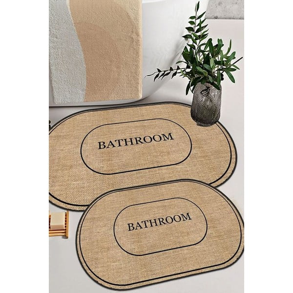 Tappetini da bagno nero-marrone in set di 2 pezzi 60x90 cm Jute Look - Mila Home-image-1